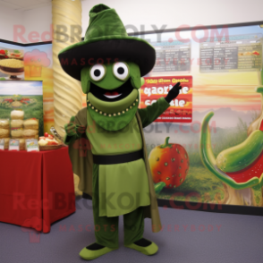 Olive Fajitas mascot costume character dressed with a Empire Waist Dress and Beanies