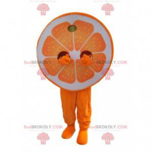 Napůl oranžový maskot. Napůl oranžový oblek - Redbrokoly.com
