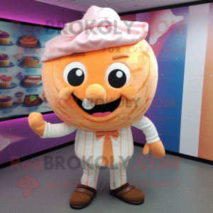 Peach Cupcake mascot costume character dressed with a Trousers and Ties