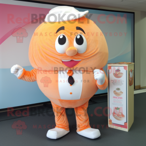 Peach Cupcake mascot costume character dressed with a Trousers and Ties