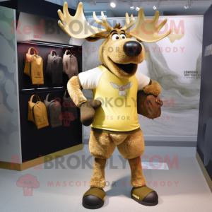 Gold Moose maskot kostume...