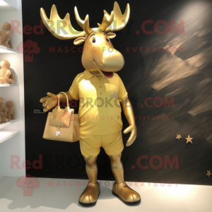 Gold Moose maskot kostume...