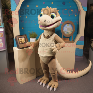 Tan Lizard maskot kostume...