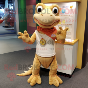 Tan Lizard maskot kostume...