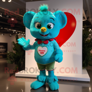 Turkis Cupid maskot drakt...