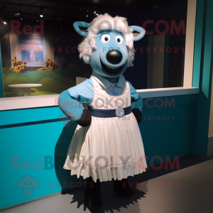 Cyan Suffolk Sheep maskot...