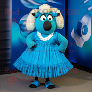 Cyan Suffolk Sheep maskot...