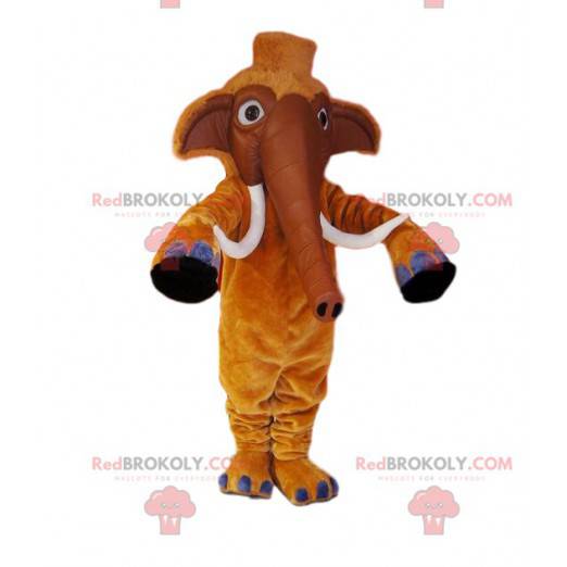 Mascote de mamute marrom com lindas presas - Redbrokoly.com