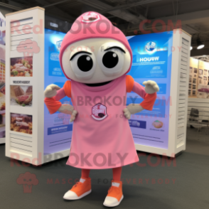 Pink Clam Chowder mascot costume character dressed with a Shorts and Bracelet watches