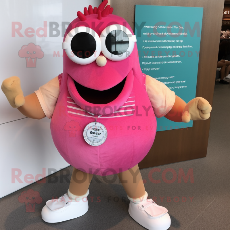 Pink Clam Chowder mascot costume character dressed with a Shorts and Bracelet watches