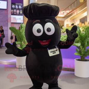 Black Turnip mascot costume character dressed with a Graphic Tee and Gloves