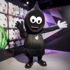 Black Turnip mascot costume character dressed with a Graphic Tee and Gloves