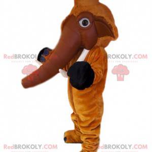 Mascotte de mammouth marron avec de belles défenses -