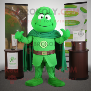 Green Attorney mascot costume character dressed with a Long Sleeve Tee and Belts