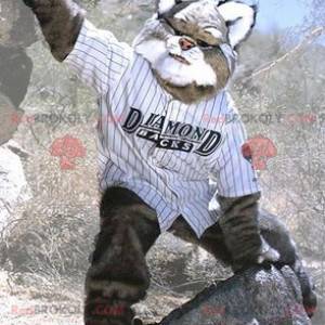 Giant and hairy gray and white lynx mascot - Redbrokoly.com