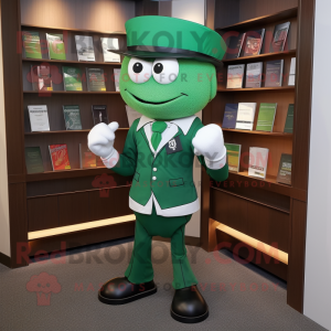 Green Attorney mascot costume character dressed with a Long Sleeve Tee and Belts