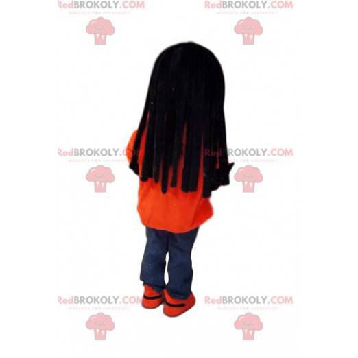 Uomo mascotte in jeans, con rasta e occhiali da sole -