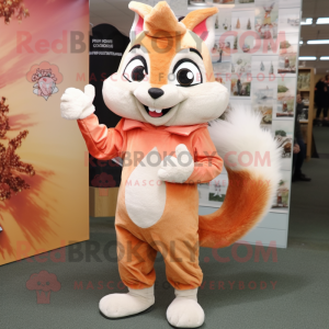Peach Squirrel mascot costume character dressed with a Skinny Jeans and Shoe clips