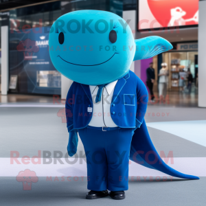 Cyan Blue Whale maskot...