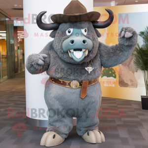 Grå bison maskot kostume...