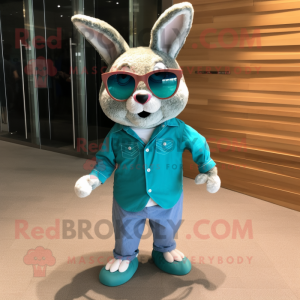 Teal Wild Rabbit mascotte...