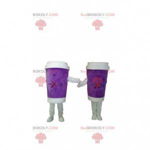 Ta ut lila kaffemugg maskot duo - Redbrokoly.com