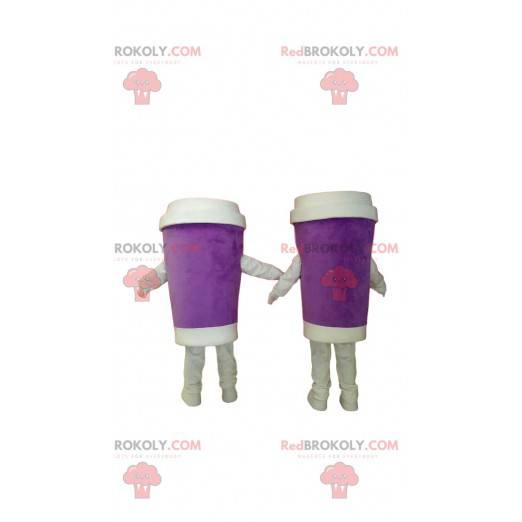 Take-out lilla kaffekrus maskot duo - Redbrokoly.com