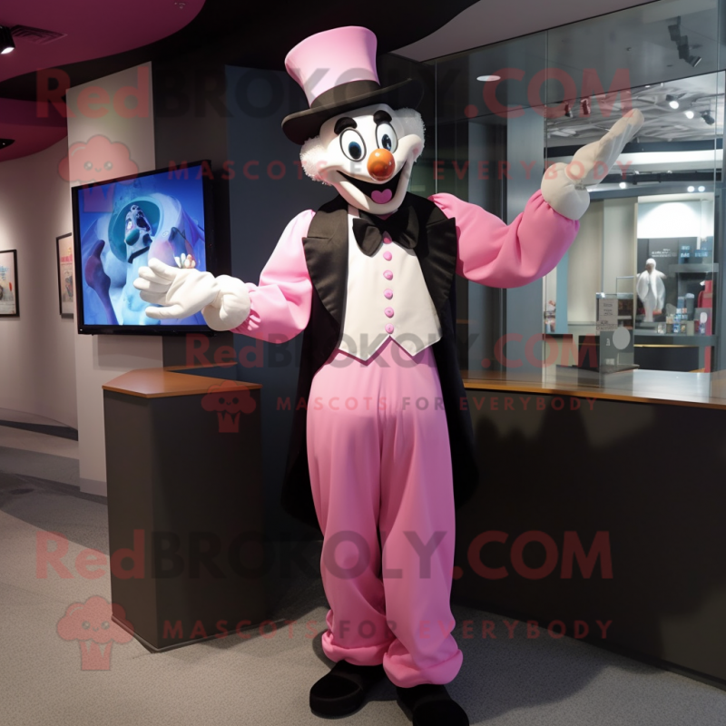 Pink Clown mascot costume character dressed with a Tuxedo and Gloves