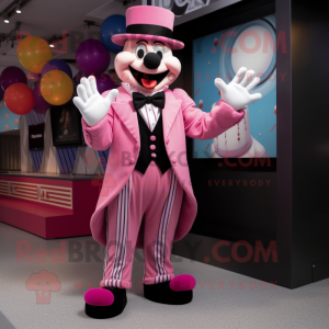 Pink Clown mascot costume character dressed with a Tuxedo and Gloves