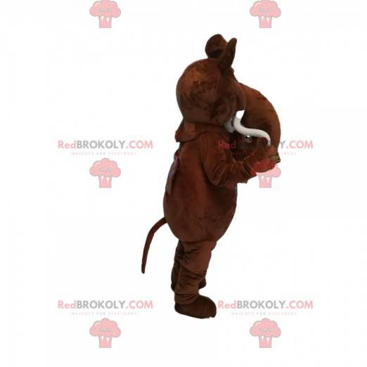Originales braunes Mammutmaskottchen. Mammutkostüm -
