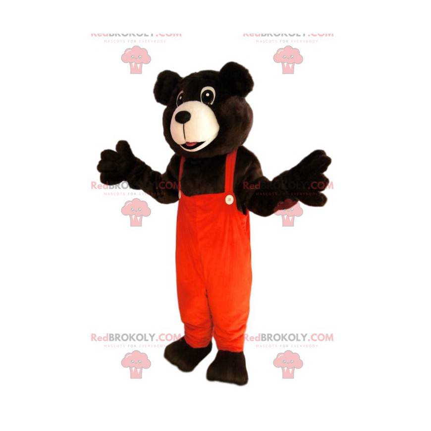 Medvěd hnědý maskot s oranžovou kombinézu - Redbrokoly.com