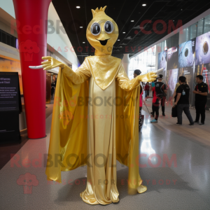 Gold Stilt Walker maskot...