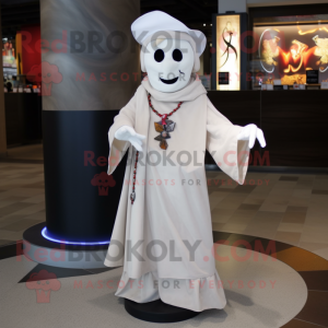 White Magician mascot costume character dressed with a Dress Shirt and Scarf clips