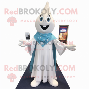 White Magician mascot costume character dressed with a Dress Shirt and Scarf clips