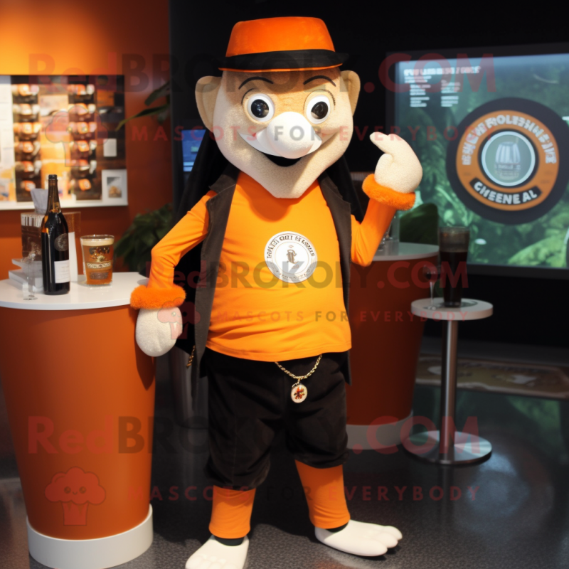 Orange Guinness mascot costume character dressed with a Henley Tee and Brooches Orange Guinness mascot costume character dressed with a Henley Tee and Brooches