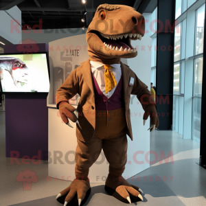 Brun T Rex maskot kostume...