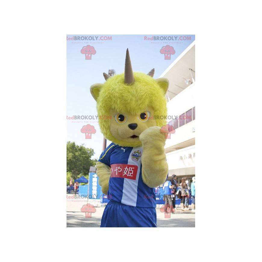 Yellow bear mascot of fantastic creature with horns - Yellow bear mascot of fantastic creature with horns -