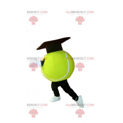 Mascotte de balle de tennis jaune fluo. Costume de balle de