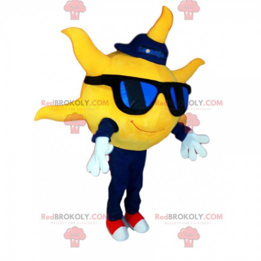 Mascota del sol, con gafas de sol y gorra. - Redbrokoly.com