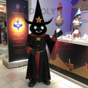 Black Magician mascot costume character dressed with a Jeggings and Beanies