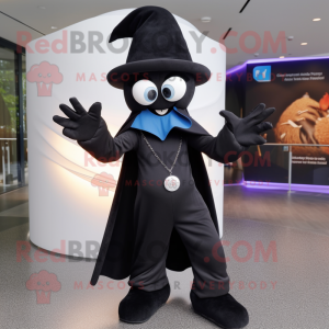 Black Magician mascot costume character dressed with a Jeggings and Beanies