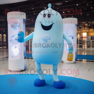 Sky Blue Bottle Of Milk mascot costume character dressed with a Yoga Pants and Digital watches