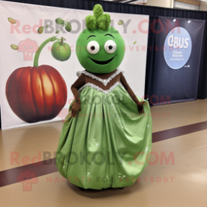 Rust Cucumber mascot costume character dressed with a Ball Gown and Earrings