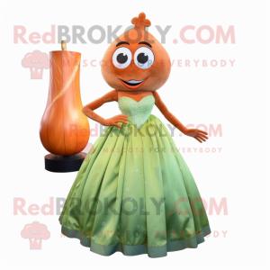 Rust Cucumber mascot costume character dressed with a Ball Gown and Earrings