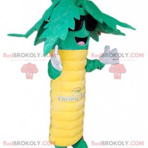 Super feliz mascote de palmeira verde e amarela. Fantasia de