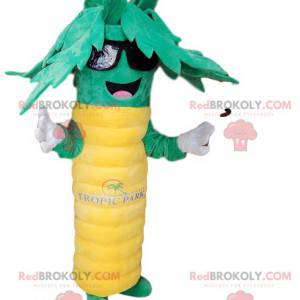 Super happy green and yellow palm tree mascot. Palm tree