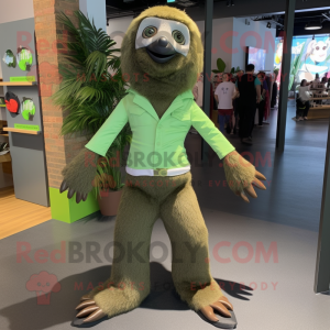 Grønn Sloth maskot drakt...