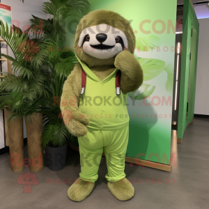 Grønn Sloth maskot drakt...