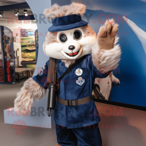 Navy Sniper mascot costume character dressed with a Dress Shirt and Mittens