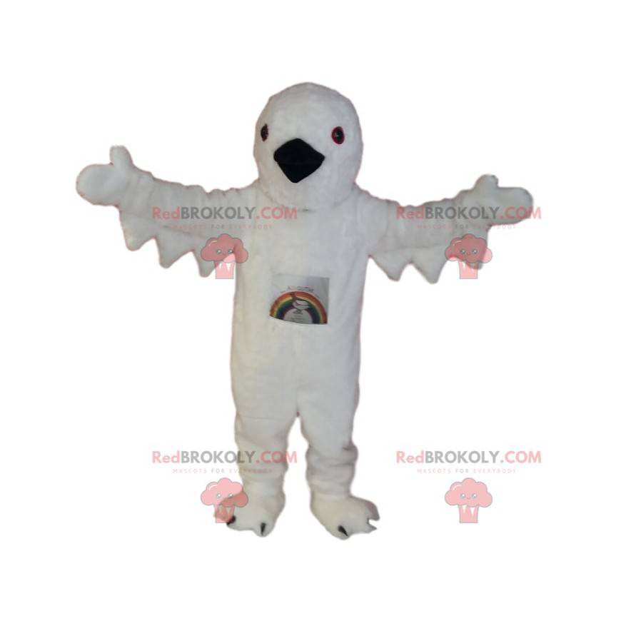 Mascot white bird with a black beak. White bird costume -